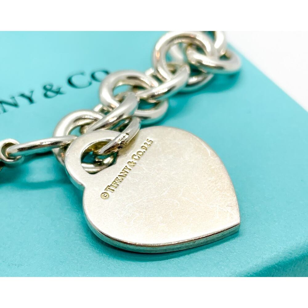 Tiffany & Co. Return to Tiffany Heart Charm Bracelet Sterling Silver 8" w/ Box - Picture 3 of 9